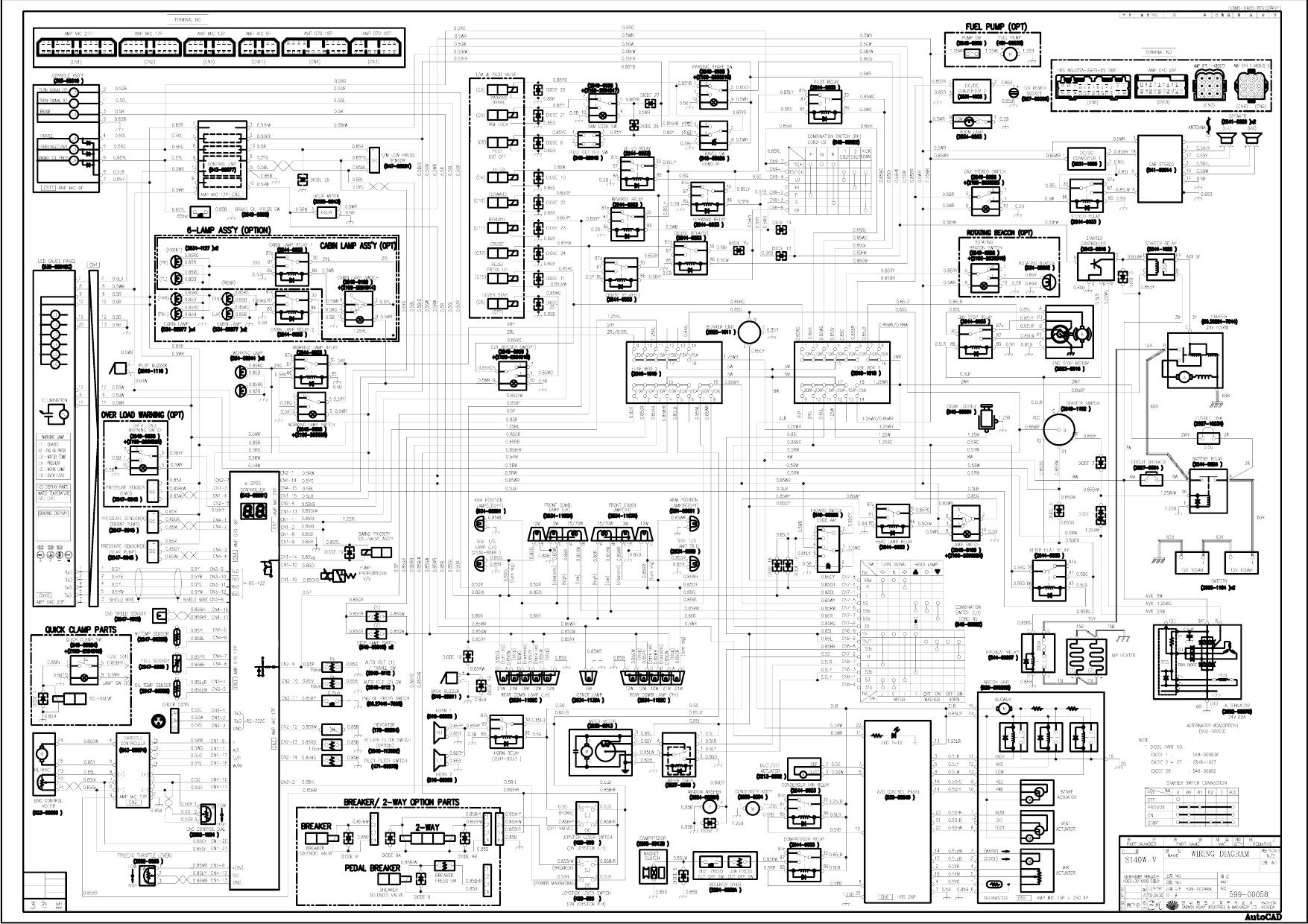S140W-V ELECTRICAL Circuit Diagram Schematic Daewoo Doosan
